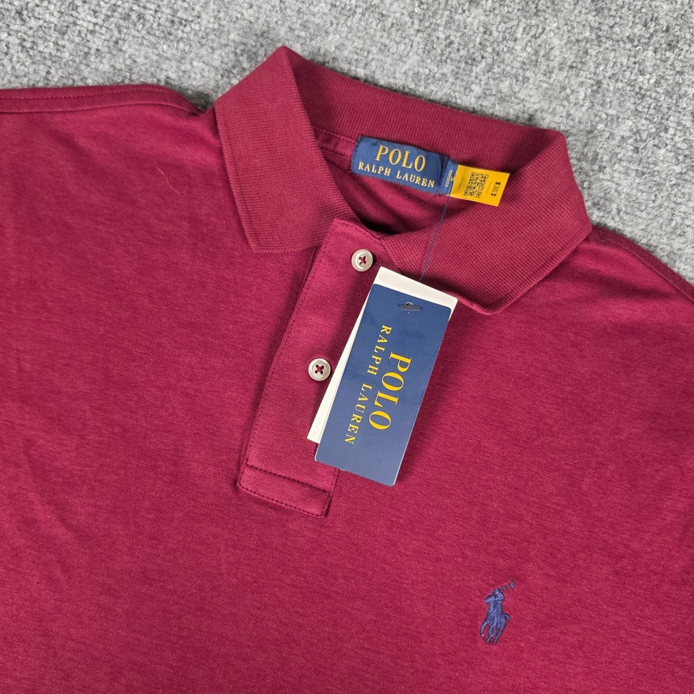 Polo Ralph Lauren Polo Shirt Mens S Wine Red Cotton Short Sleeve Pony Logo NWT